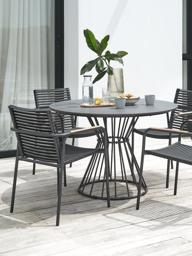 FAGERNES D110 table grey + 4 NABE chair black