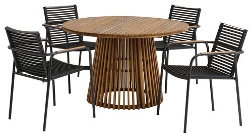 HOLTE D120 table hardwood + 4 NABE chair black