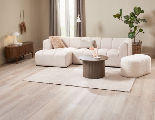 Sofa ALLESE chaise longue right beige fabric
