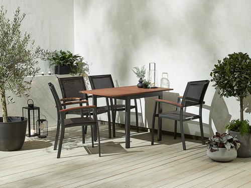 YTTRUP L75/126 hardwood + 4 MADERNE stacking chair