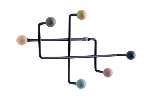 Coat rack GAMBY 6 coloured hooks/black