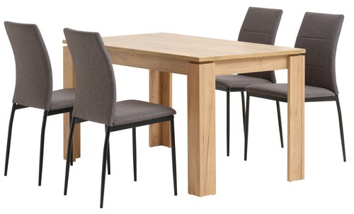 LINTRUP L140 table oak + 4 TRUSTRUP chairs grey