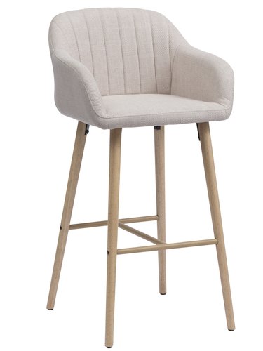 Bar stool ADSLEV beige fabric/oak colour