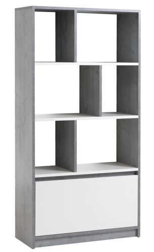 Bookcase BILLUND 1 drawer white/concrete colour