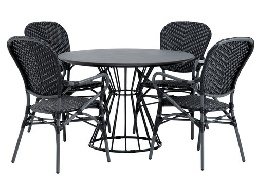 FAGERNES D110 table + 4 SAKSBORG chair grey