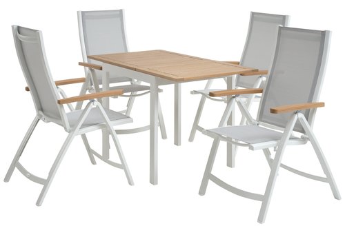 RAMTEN L75/126 table hardwood + 4 SLITE chair white