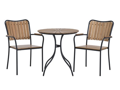 BASTRUP D65 table + 2 BASTRUP chair hardwood/black