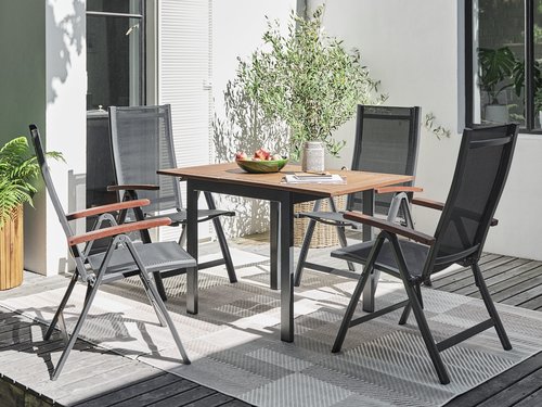 YTTRUP L75/126 table hardwood + 4 LIMHAMN chair grey