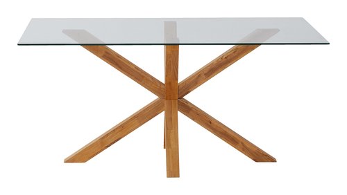 Dining table AGERBY 90x160 glass/oak