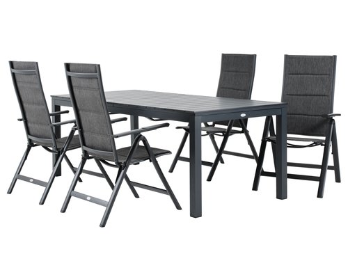 VATTRUP L206/319 table black + 4 MYSEN chair grey