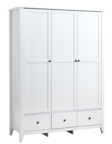 Wardrobe NORDBY 150x200 3 doors 3 drawers white