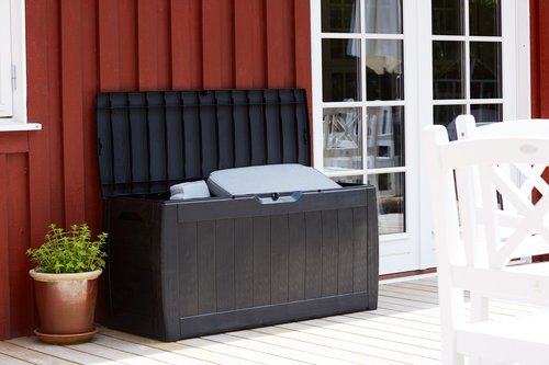 Cushion storage box BISNAP W117xH58xD45 black
