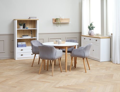 Bookcase MARKSKEL 2 drawers white/oak colour