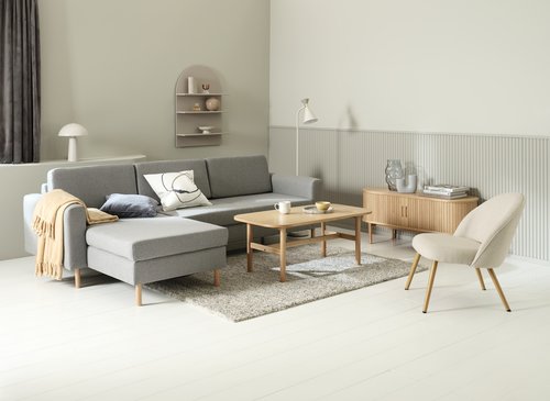 TV bench LYNGVIG 2 tambour doors natural oak