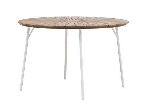 Garden table BASTRUP D120 hardwood/white