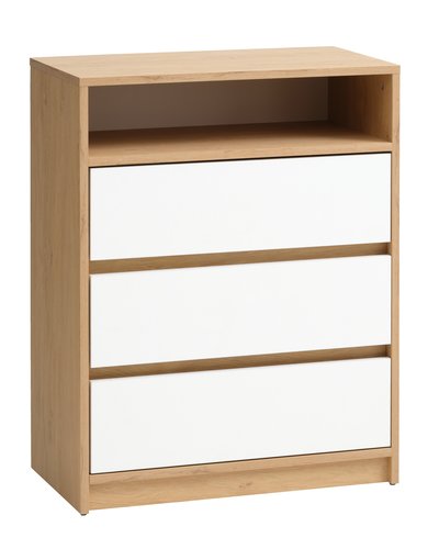 3 drawer chest BILLUND white/oak