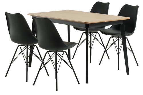 JEGIND L130 table oak/black + 4 KLARUP chairs black