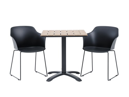 HOBRO L70 table natural + 2 SANDVED chair black