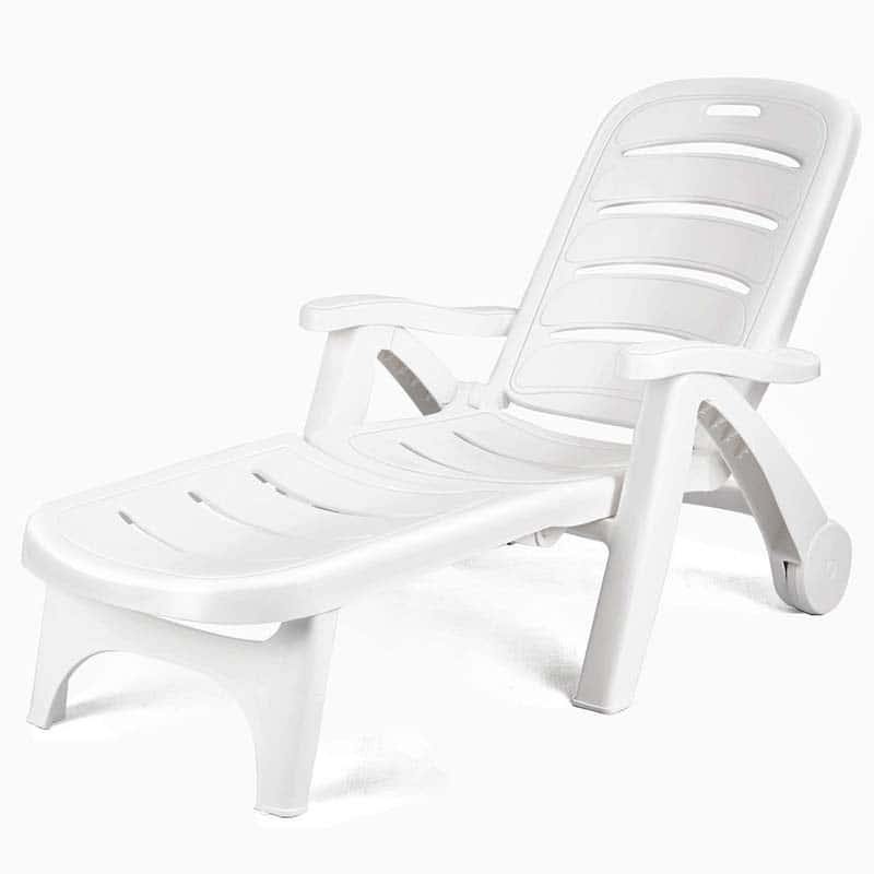 5 Position Adjustable Chaise Lounge Chair Folding Patio Deck Recliner Chair