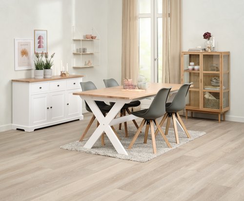 Sideboard VISLINGE 3 doors 3 drawers natural/white