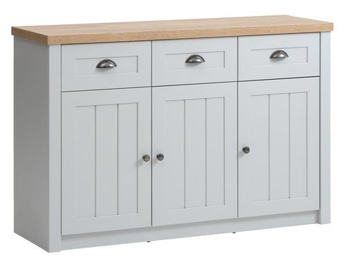 Sideboard MARKSKEL 3 doors light grey/oak colour