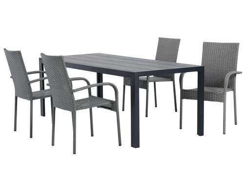 PINDSTRUP L205 table + 4 GUDHJEM chair grey