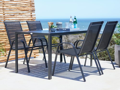 JERSORE L140 table black + 4 LEKNES chair black