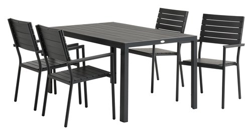 MADERUP L150 table + 4 PADHOLM chair black