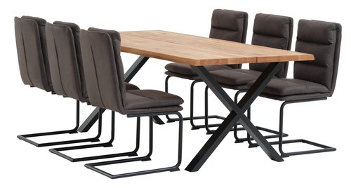 Dining table ROSKILDE/ROSLEV 95x200 natural oak/black
