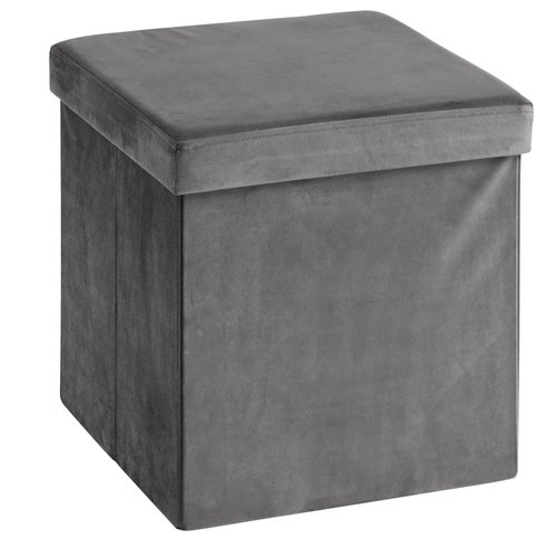 Pouffe AUNING 38x38 w/storage grey velvet
