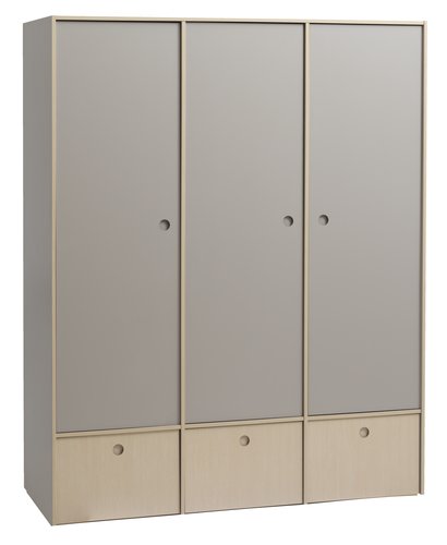 Wardrobe ANNISSE 160x200 3 doors grey/natural