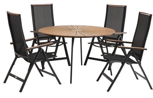 RANGSTRUP D130 table natural/black + 4 BREDSTEN chair
