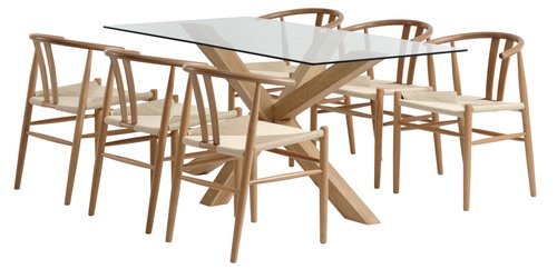 AGERBY L160 table oak + 4 GUDERUP chairs oak/natural