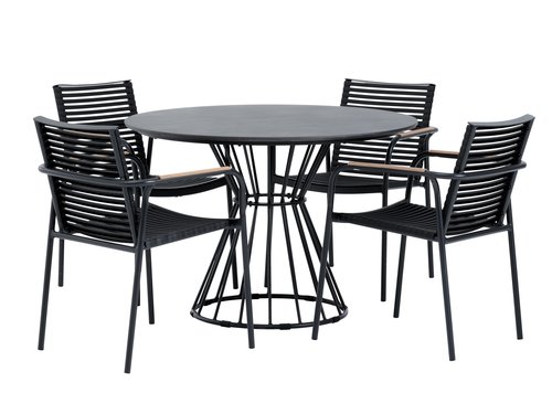 FAGERNES D110 table grey + 4 NABE chair black