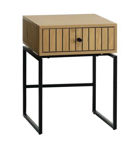 Bedside table HEMDRUP 1 drawer oak color/black