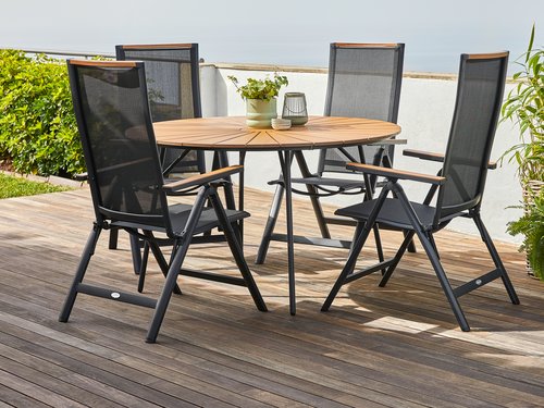 RANGSTRUP D130 table natural/black + 4 BREDSTEN chair