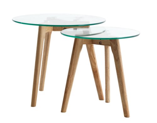 Nest of tables FALSLED D50/40 glass/oak 2 pcs