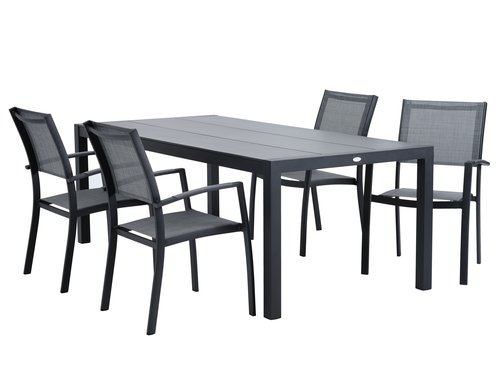 HAGEN L214 table + 4 STRANDBY chair grey