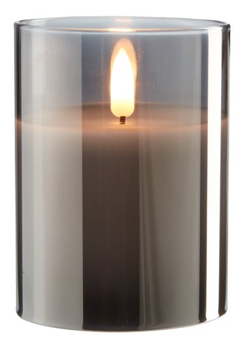 LED pillar candle KLAUS D8xH10cm grey