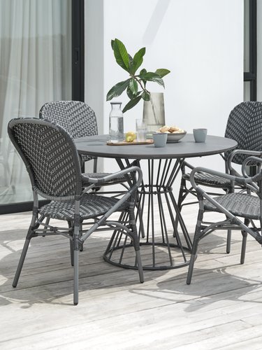 FAGERNES D110 table + 4 SAKSBORG chair grey