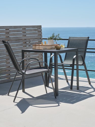 JERSORE L70 table + 2 LEKNES chair black