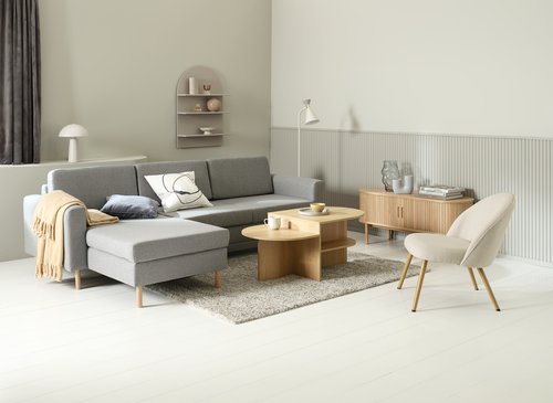 Coffee table LISBJERG 60x107 w/shelf natural oak colour
