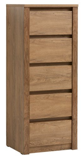 5 drawer chest VEDDE slim wild oak
