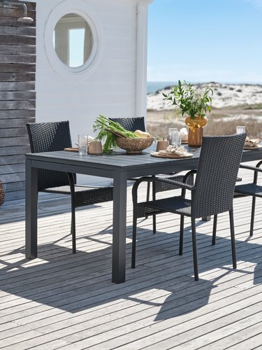 VATTRUP L206/319 table + 4 GUDHJEM chair black