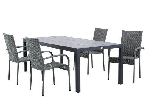 HAGEN L214 table + 4 GUDHJEM chair grey