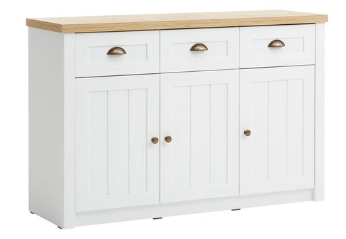 Sideboard MARKSKEL 3 doors white/oak