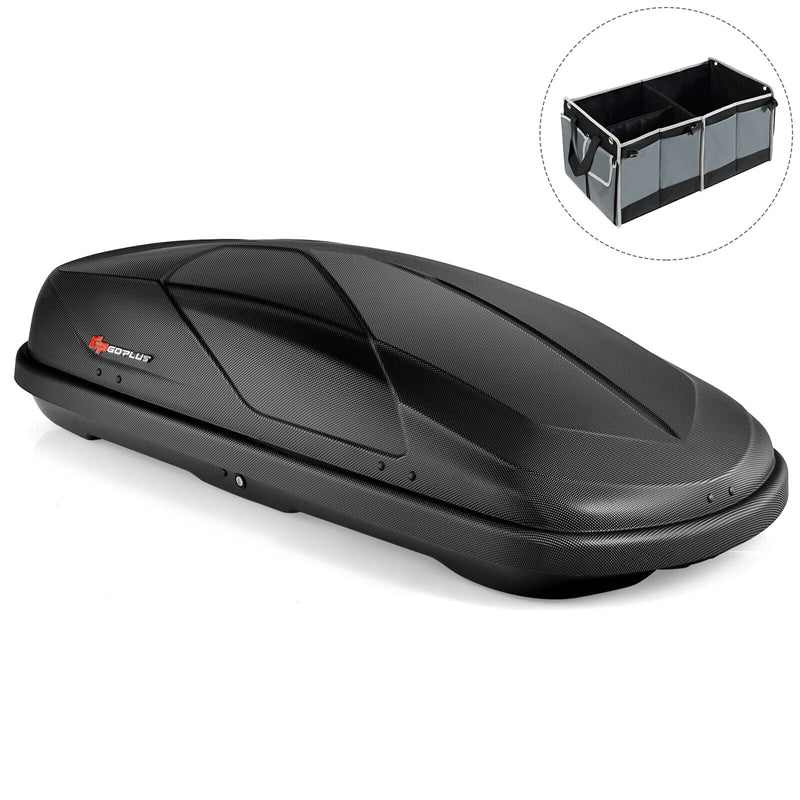 14 Cubic Feet Cargo Box Waterproof Rooftop Cargo Carrier Dual-sided Opening with Car Trunk Organizer