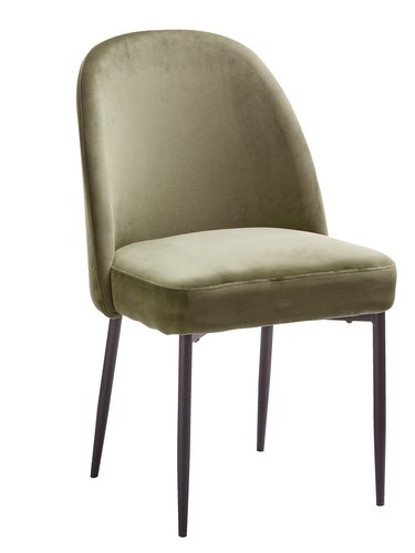 Dining chair VASBY velvet olive/black