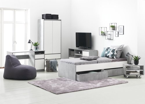Wardrobe BILLUND 80x193 white/concrete