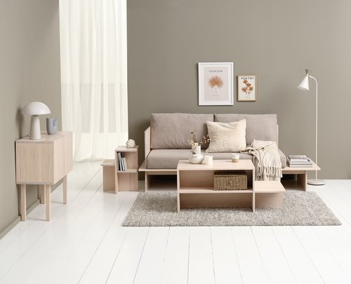 Pedestal SOLLERUP w/shelves solid pine